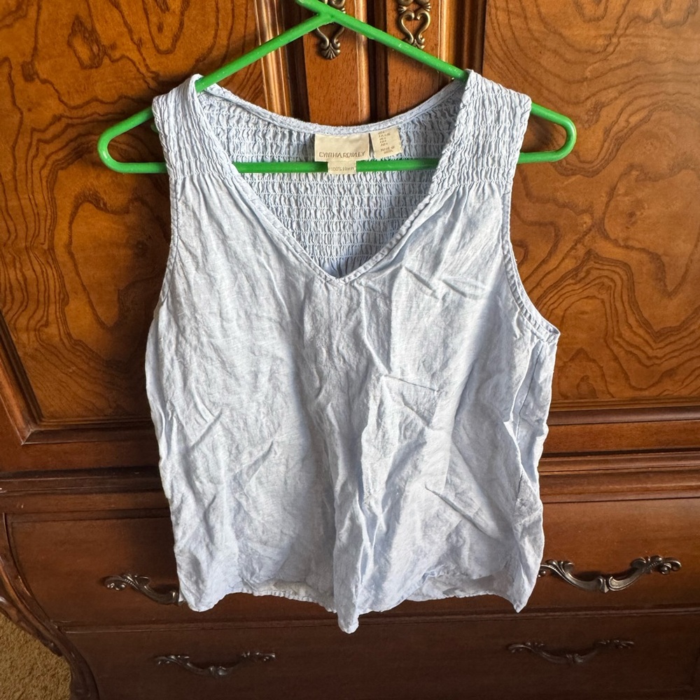 Cynthia Rowley Light Blue Linen Tank Top